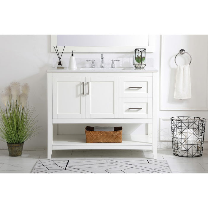 Elegant Aubrey 42" Single Bathroom Vanity, White/Backsplash