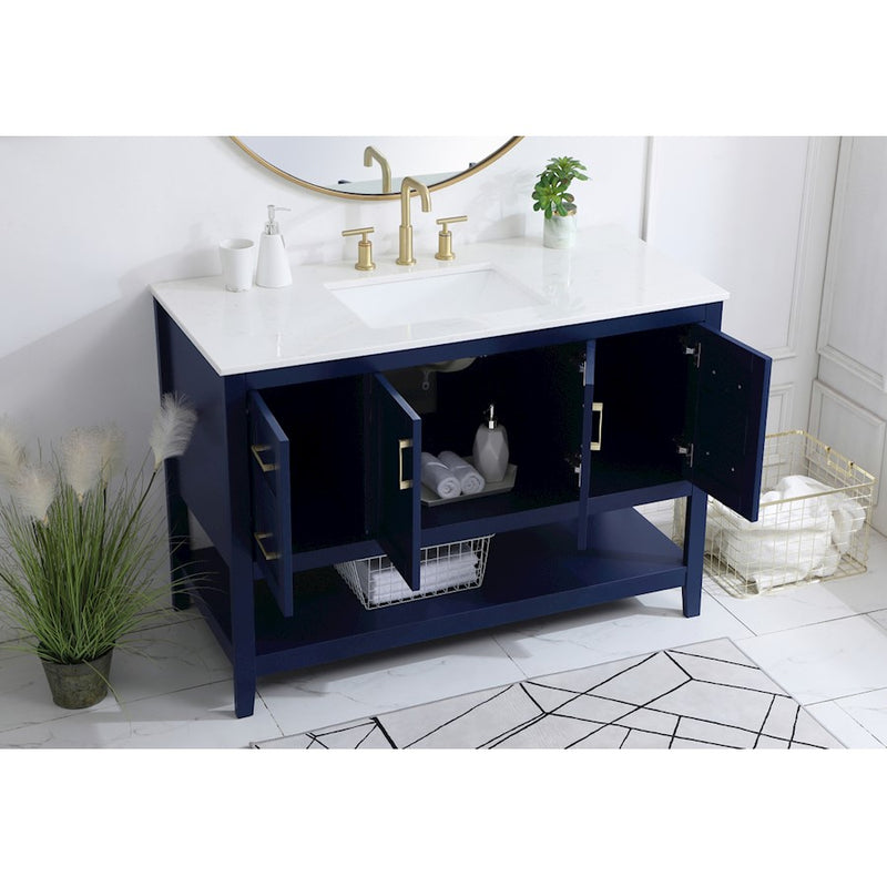 Elegant Kitchen/Bath Aubrey 48" Single Bathroom Vanity, Blue