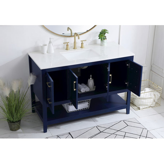 Elegant Kitchen/Bath Aubrey 48" Single Bathroom Vanity, Blue