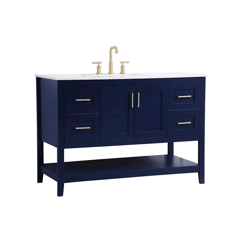 Elegant Kitchen/Bath Aubrey 48" Single Bathroom Vanity, Blue