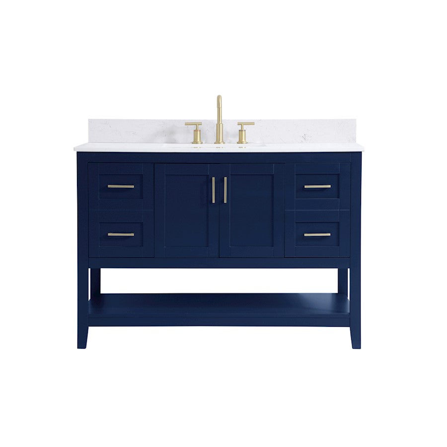 Elegant Aubrey 48" Single Bathroom Vanity, Blue/Backsplash - VF16048BL-BS