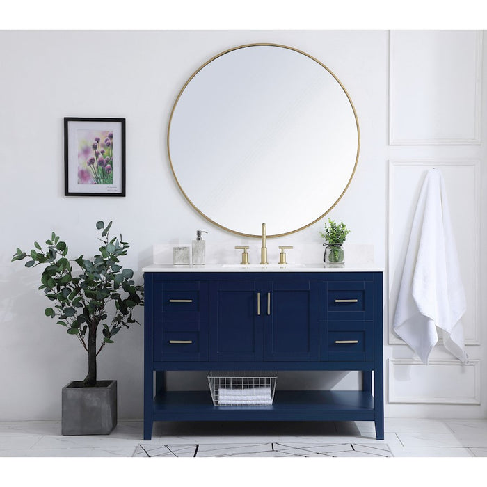 Elegant Aubrey 48" Single Bathroom Vanity, Blue/Backsplash
