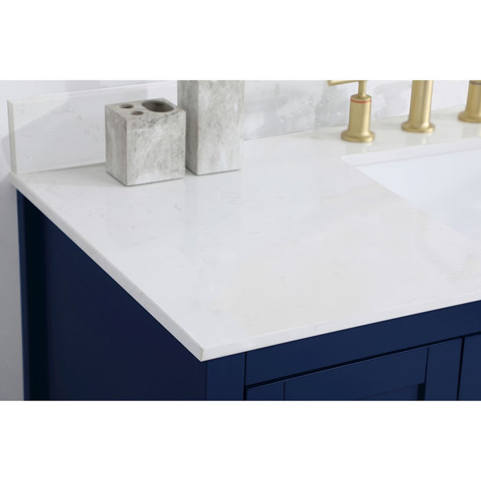 Elegant Aubrey 48" Single Bathroom Vanity, Blue/Backsplash