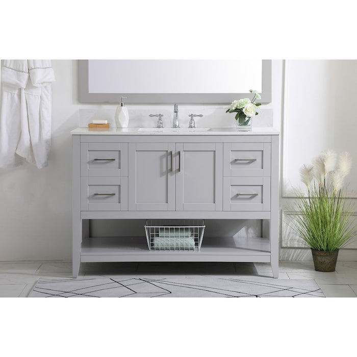 Elegant Aubrey 48" Single Bathroom Vanity, Grey/Backsplash