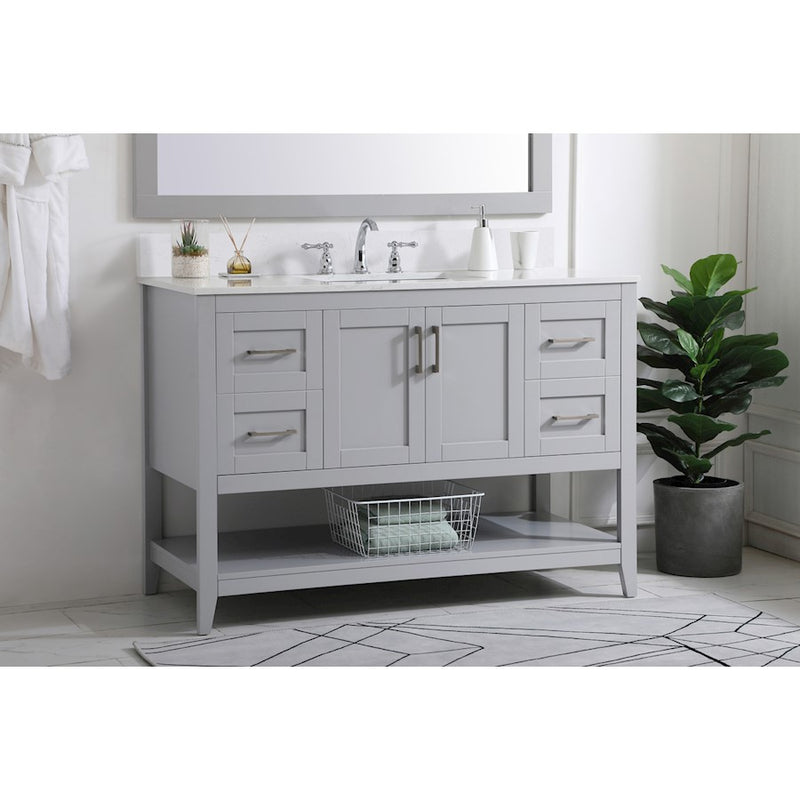 Elegant Aubrey 48" Single Bathroom Vanity, Grey/Backsplash