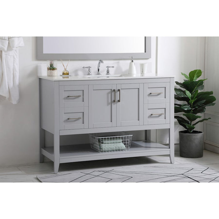 Elegant Aubrey 48" Single Bathroom Vanity, Grey/Backsplash