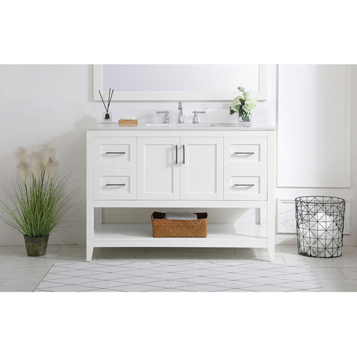 Elegant Aubrey 48" Single Bathroom Vanity, White/Backsplash