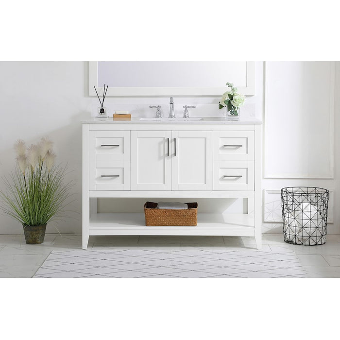 Elegant Aubrey 48" Single Bathroom Vanity, White/Backsplash