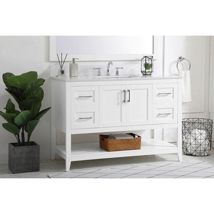Elegant Aubrey 48" Single Bathroom Vanity, White/Backsplash