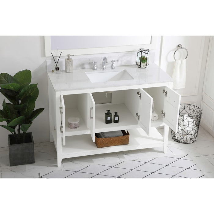 Elegant Aubrey 48" Single Bathroom Vanity, White/Backsplash
