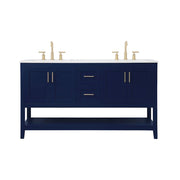 Elegant Kitchen/Bath Aubrey 60" Double Bathroom Vanity, Blue - VF16060DBL