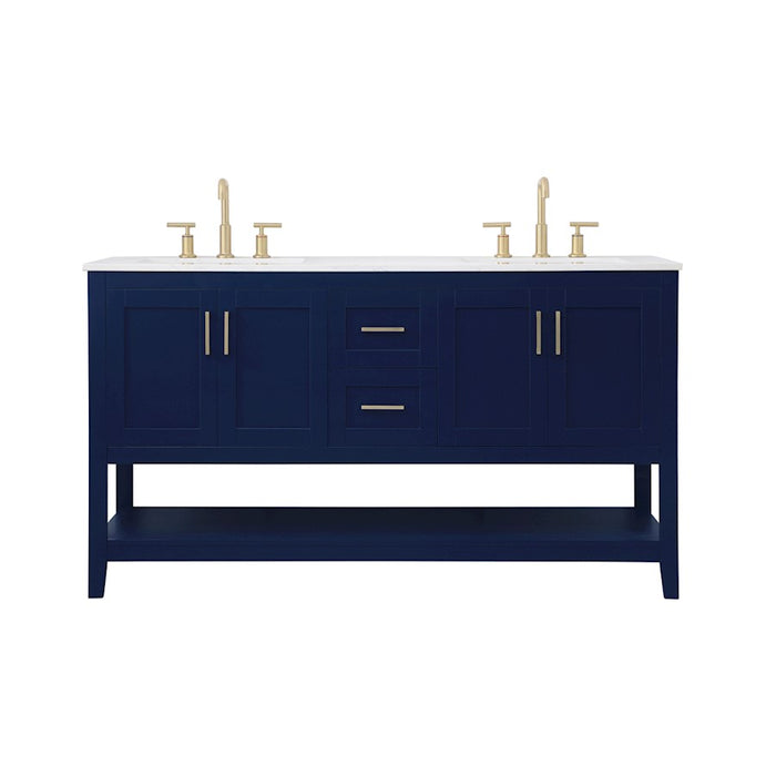 Elegant Kitchen/Bath Aubrey 60" Double Bathroom Vanity, Blue - VF16060DBL