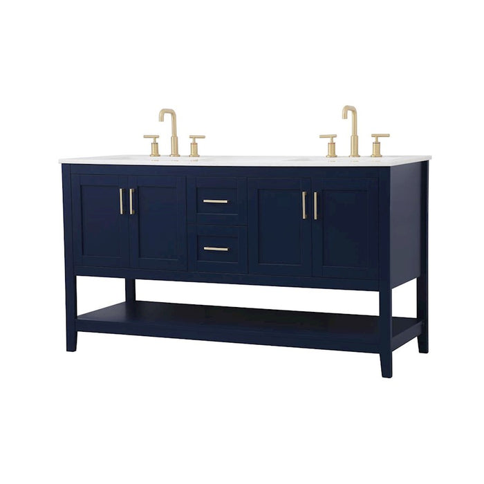 Elegant Kitchen/Bath Aubrey 60" Double Bathroom Vanity, Blue
