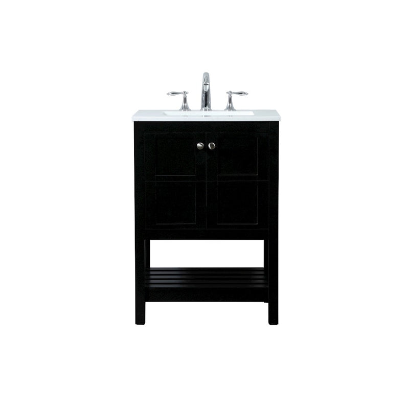 Elegant Kitchen/Bath Theo 24" Single Bathroom Vanity, Black - VF16424BK