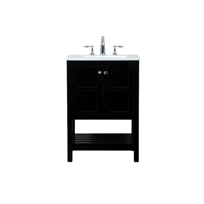 Elegant Kitchen/Bath Theo 24" Single Bathroom Vanity, Black - VF16424BK