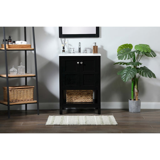 Elegant Kitchen/Bath Theo 24" Single Bathroom Vanity, Black