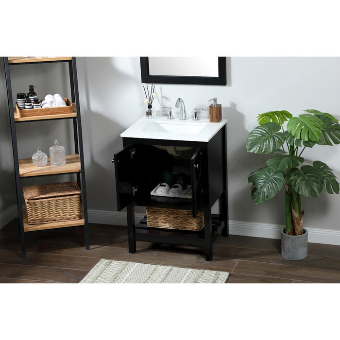Elegant Kitchen/Bath Theo 24" Single Bathroom Vanity, Black