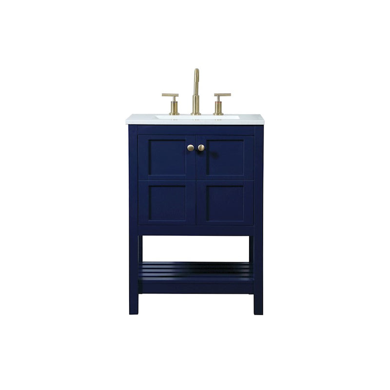 Elegant Kitchen/Bath Theo 24" Single Bathroom Vanity, Blue - VF16424BL