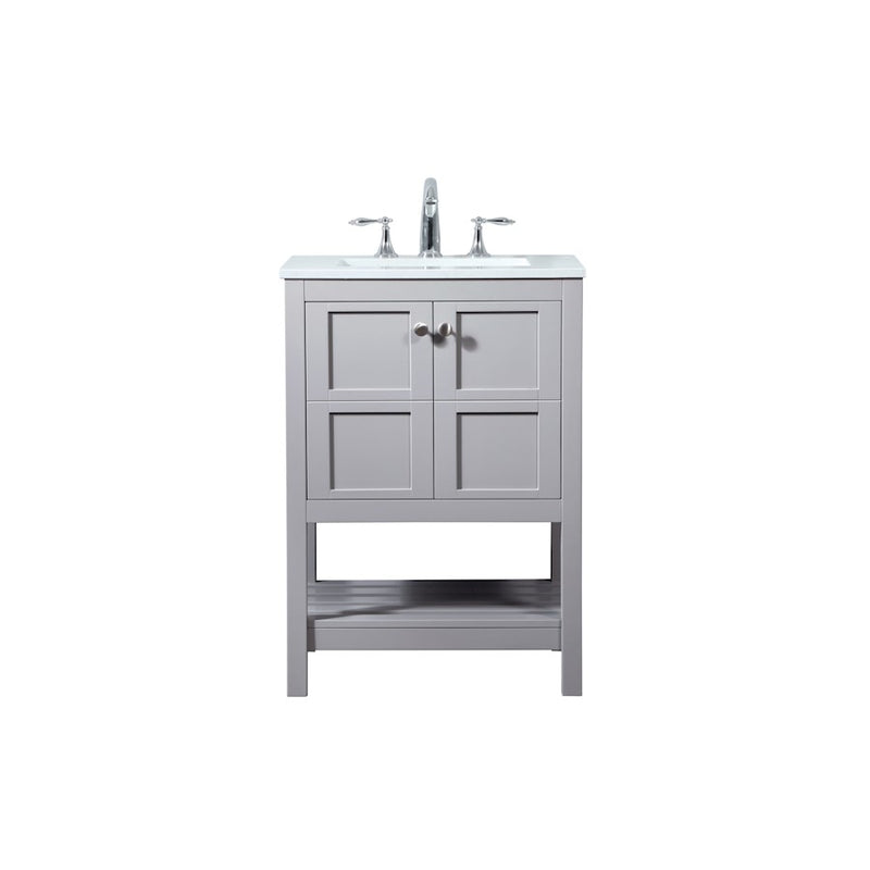 Elegant Kitchen/Bath Theo 24" Single Bathroom Vanity, Grey - VF16424GR