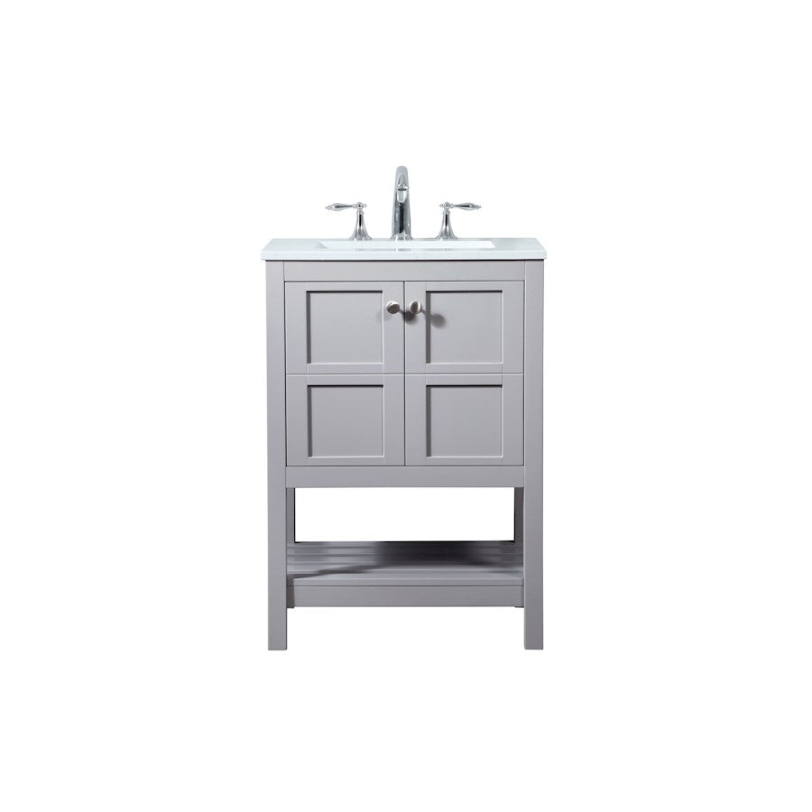 Elegant Kitchen/Bath Theo 24" Single Bathroom Vanity, Grey - VF16424GR