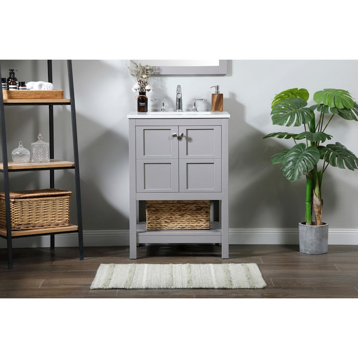 Elegant Kitchen/Bath Theo 24" Single Bathroom Vanity, Grey