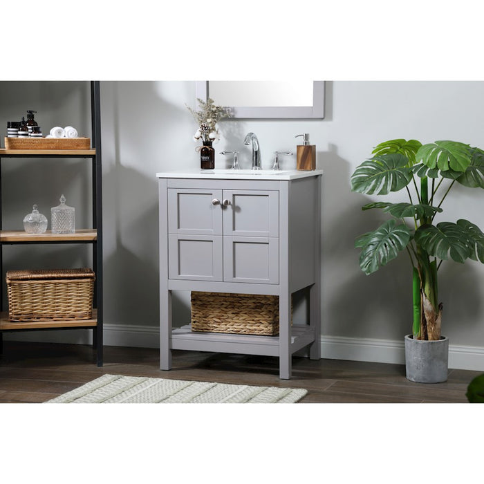 Elegant Kitchen/Bath Theo 24" Single Bathroom Vanity, Grey