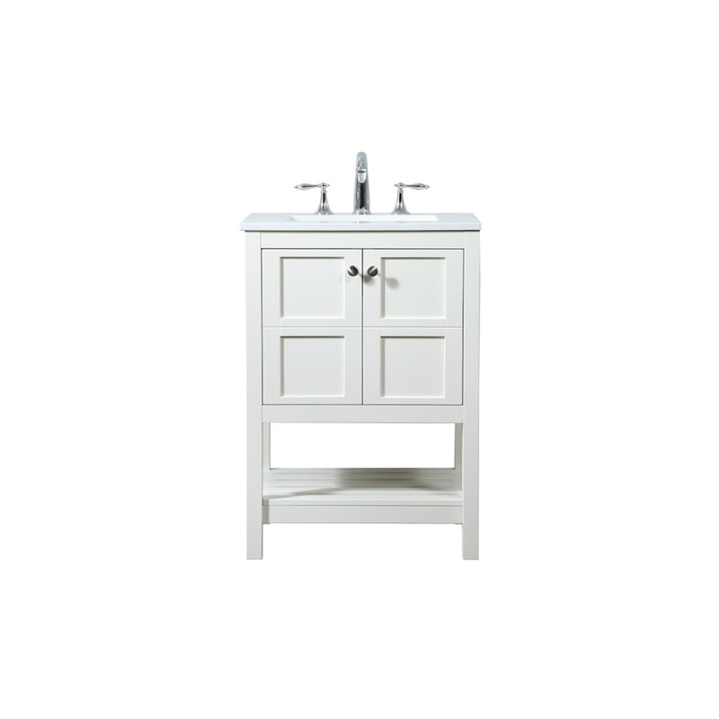 Elegant Kitchen/Bath Theo 24" Single Bathroom Vanity, White - VF16424WH