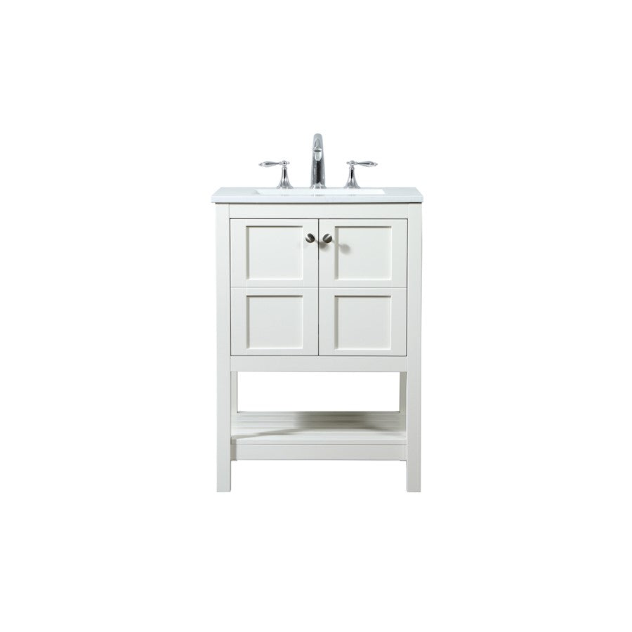 Elegant Kitchen/Bath Theo 24" Single Bathroom Vanity, White - VF16424WH