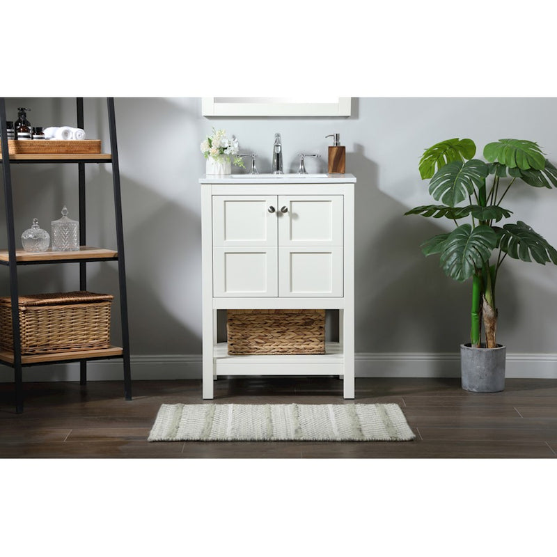 Elegant Kitchen/Bath Theo 24" Single Bathroom Vanity, White