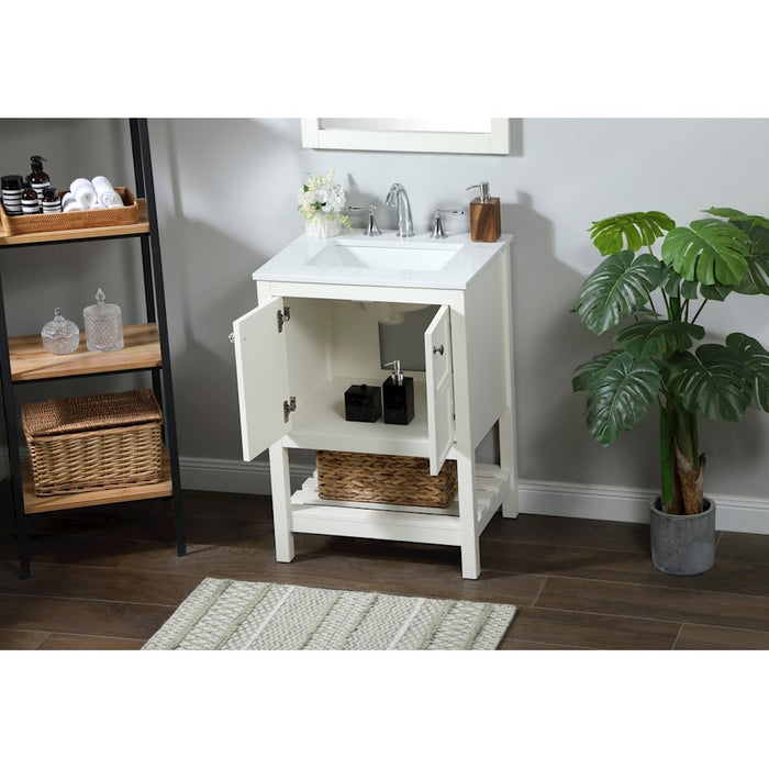 Elegant Kitchen/Bath Theo 24" Single Bathroom Vanity, White