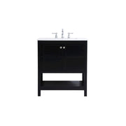 Elegant Kitchen/Bath Theo 30" Single Bathroom Vanity, Black - VF16430BK