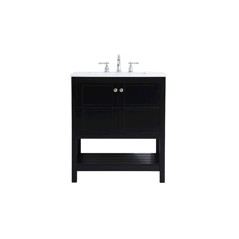 Elegant Kitchen/Bath Theo 30" Single Bathroom Vanity, Black - VF16430BK