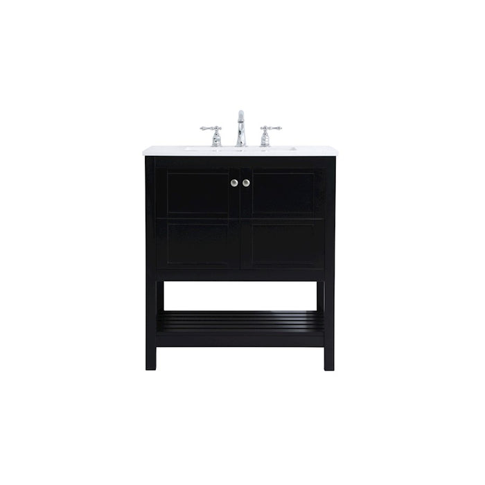Elegant Kitchen/Bath Theo 30" Single Bathroom Vanity, Black - VF16430BK