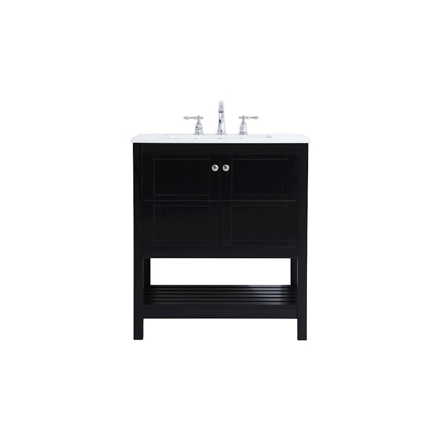 Elegant Kitchen/Bath Theo 30" Single Bathroom Vanity, Black - VF16430BK
