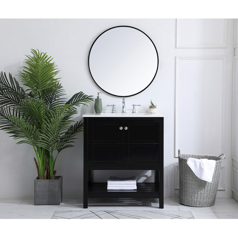Elegant Kitchen/Bath Theo 30" Single Bathroom Vanity, Black