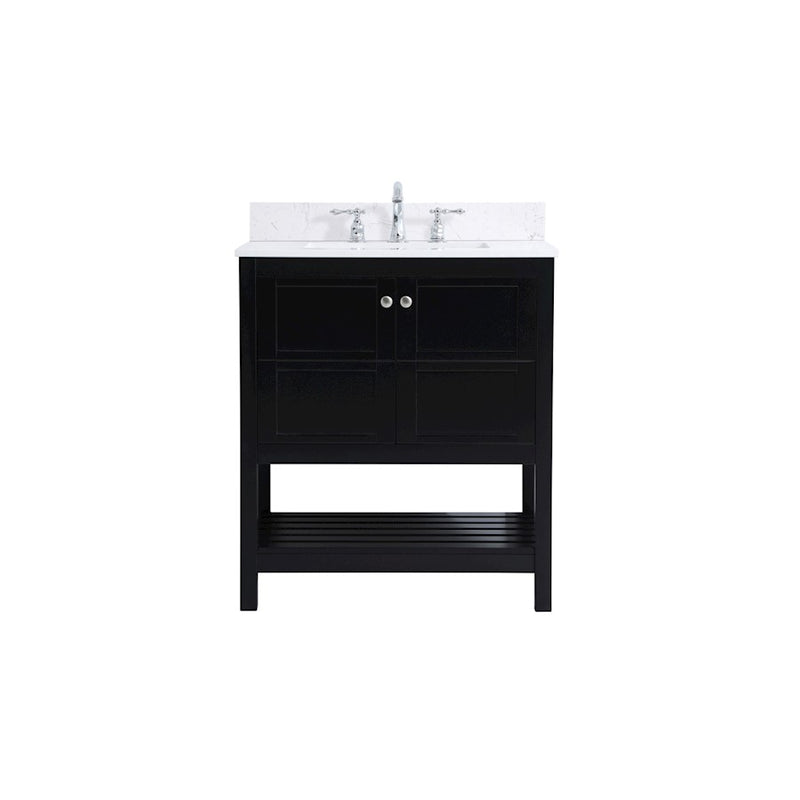 Elegant Theo 30" Single Bathroom Vanity, Black/Backsplash - VF16430BK-BS