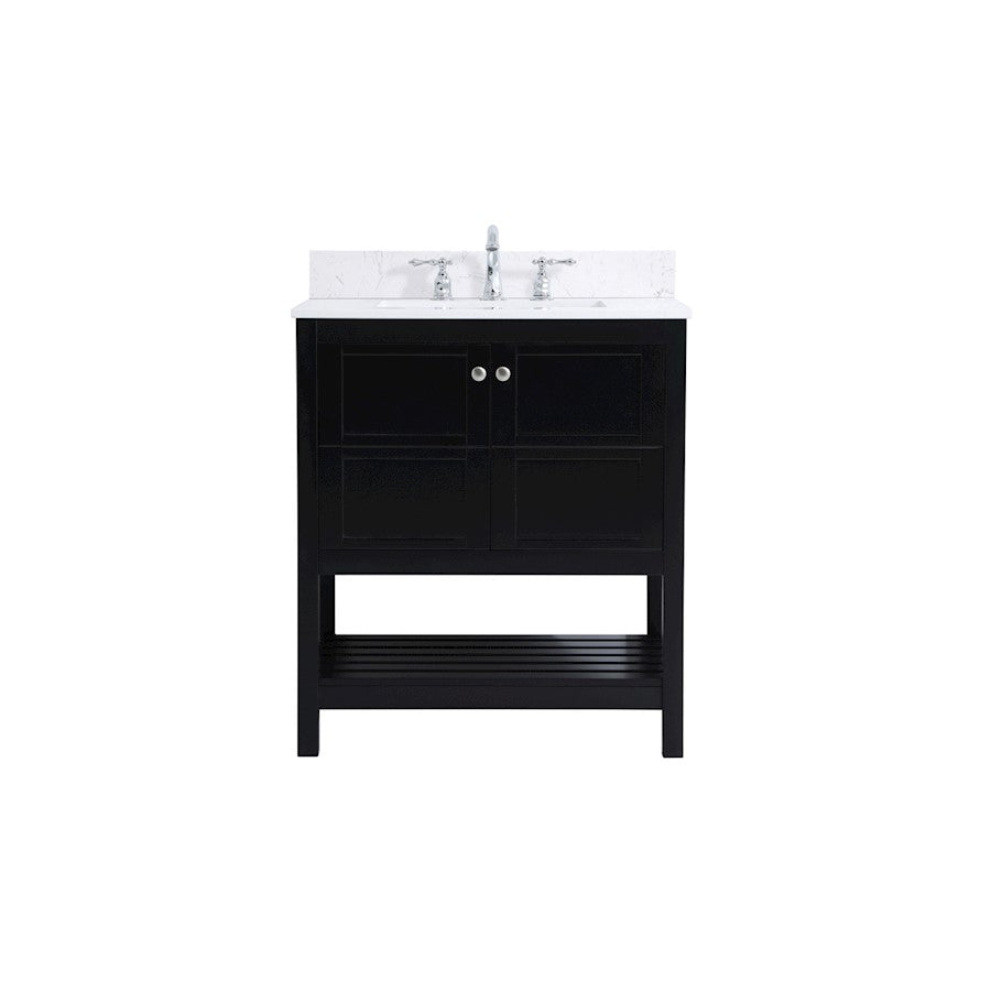 Elegant Theo 30" Single Bathroom Vanity, Black/Backsplash - VF16430BK-BS