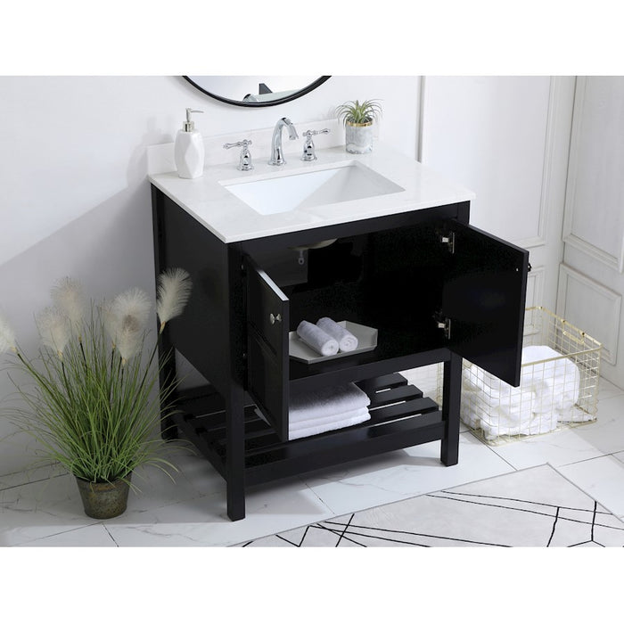 Elegant Theo 30" Single Bathroom Vanity, Black/Backsplash
