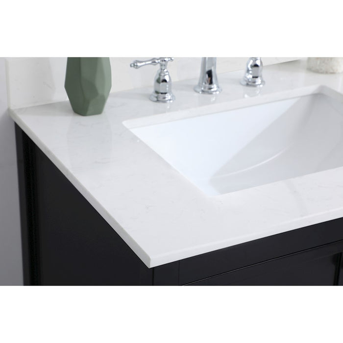 Elegant Theo 30" Single Bathroom Vanity, Black/Backsplash