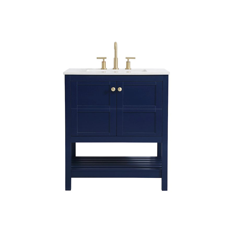 Elegant Kitchen/Bath Theo 30" Single Bathroom Vanity, Blue - VF16430BL