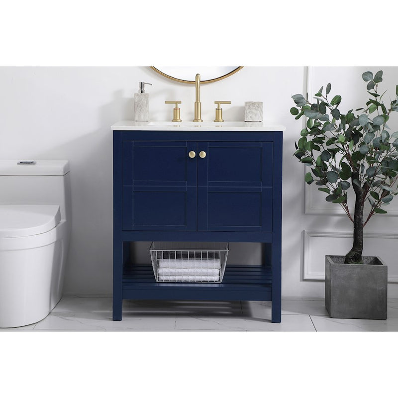 Elegant Kitchen/Bath Theo 30" Single Bathroom Vanity, Blue
