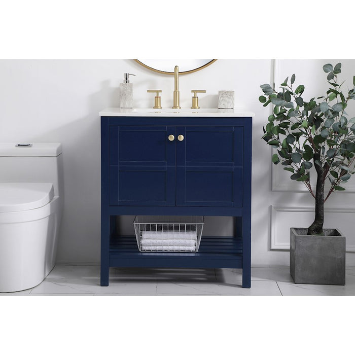 Elegant Kitchen/Bath Theo 30" Single Bathroom Vanity, Blue