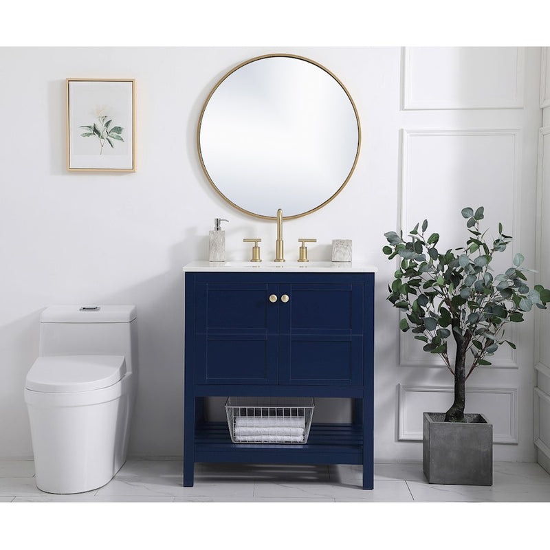 Elegant Kitchen/Bath Theo 30" Single Bathroom Vanity, Blue