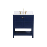 Elegant Theo 30" Single Bathroom Vanity, Blue/Backsplash - VF16430BL-BS
