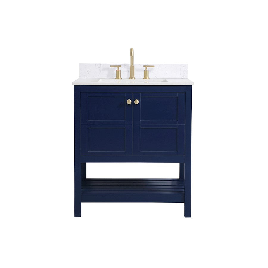 Elegant Theo 30" Single Bathroom Vanity, Blue/Backsplash - VF16430BL-BS