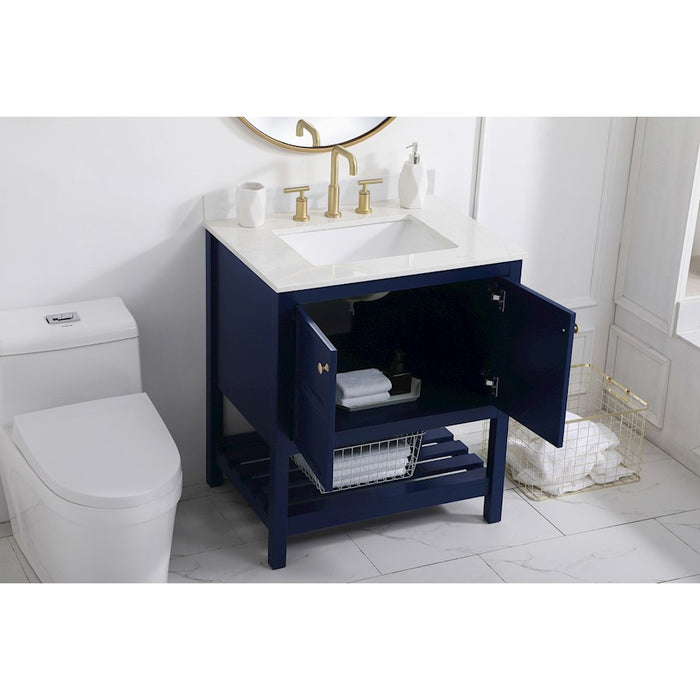 Elegant Theo 30" Single Bathroom Vanity, Blue/Backsplash