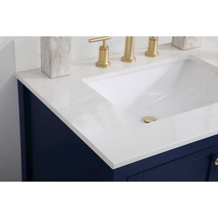 Elegant Theo 30" Single Bathroom Vanity, Blue/Backsplash