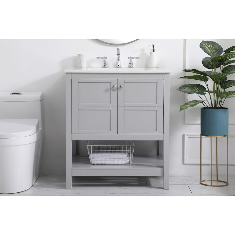 Elegant Kitchen/Bath Theo 30" Single Bathroom Vanity, Gray