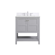 Elegant Theo 30" Single Bathroom Vanity, Gray/Backsplash - VF16430GR-BS