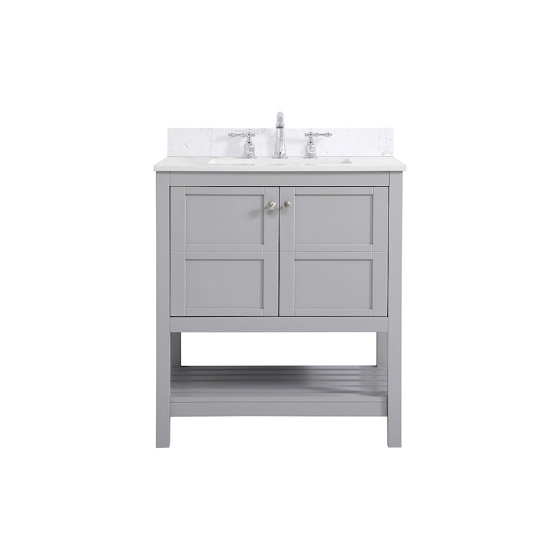 Elegant Theo 30" Single Bathroom Vanity, Gray/Backsplash - VF16430GR-BS